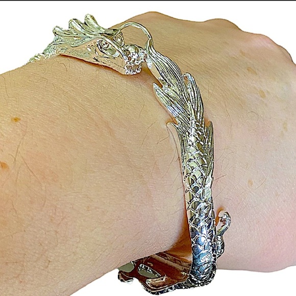 Sterling Silver Dragon Bangle Bracelet - Picture 10 of 10